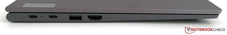 Izquierda: 2x Thunderbolt 4 (40 Gbit/s, DisplayPort Alt-Mode 1.4a, Power Delivery 3.0), USB-A (3.2 Gen.1), HDMI 2.0