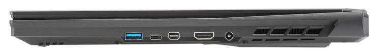Lado derecho: USB 3.2 Gen 1 (Tipo-A), Thunderbolt 4 (Tipo-C; DisplayPort, Power Delivery), Mini DisplayPort 1.4, HDMI 2.1, fuente de alimentación