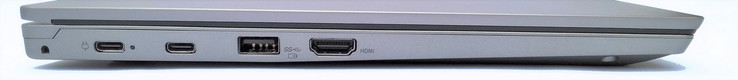 Lado izquierdo: 1x USB 3.1 Gen1 Type-C como conexión de alimentación, 1x USB 3.1 Gen1 Type-C, 1x USB 3.0 Type-A, 1x HDMI
