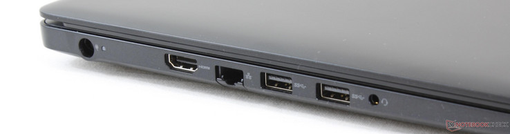 Izquierda: adaptador de CA, HDMI 2.0, RJ-45, 2x USB 3.0, audio combinado de 3.5 mm