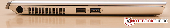 Izquierda: Toma de corriente, USB 2.0, USB 3.0