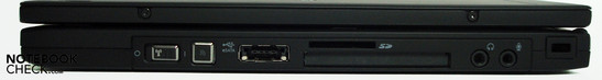 Lado Derecho: interruptor inalámbrico deslizante, USB/eSATA, lector de tarjetas SD, ExpressCard/54, entrada/salida de audio, seguro Kensington