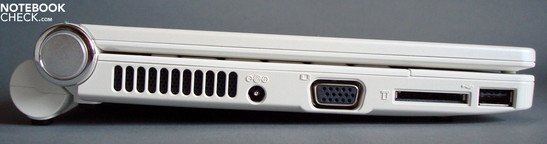 Izquierda: Ranura de ventilación, Conector de corriente, VGA, lector de tarjetas, USB