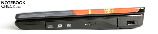 Lado Derecho: ExpressCard34, DVD-Drive, USB