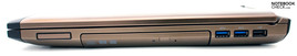 Derecha: ExpressCard34, unidad DVD, 2 USB 3.0, USB 2.0