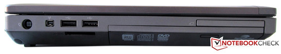 Izquierda: 1 IEEE1394, 2 USB 2.0, 1 lector de tarjetas, grabador DVD, PC ExpressCard