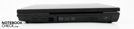 Derecha: Dos USB 2.0s, módem, quemador DVD multi.