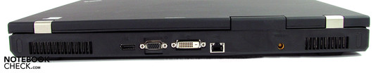 Posterior: Displayport, VGA, DVI, LAN, conector de corriente