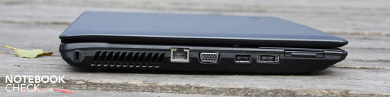 Izquierda: Cierre Kensington, Ethernet, VGA, 2xUSB (no hay ExpressCard34!)