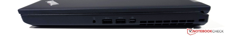 Derecha: clavija de audio, 2x USB 3.0, Mini-DisplayPort 1.2