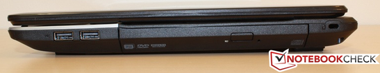 Derecha: 2x USB 2.0, unidad DVD, Bloqueo kensington