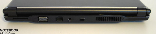 Back Side: SD card reader, VGA, LAN, power socket, Kensington lock