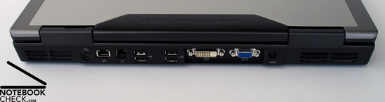 Lado Posterior: Ventilador, S-Video, LAN, Modem, 4xUSB, DVI-D, VGA, Conexión de Energía, Ventilador