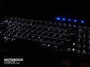 El teclado tiene iluminación blanca. La intensidad puede ser controlada