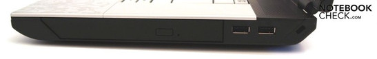 Lado Derecho: LW óptico, 2x USB-2.0, ranura Kensington