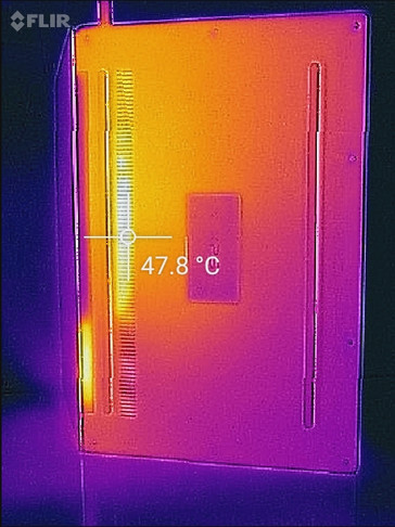La cámara infrarroja también registra las temperaturas a través delas salidas de ventilación, pero las temperaturas superficiales se mantienen cómodas.