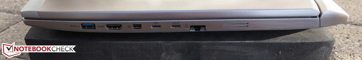 Derecha: USB 3.0, HDMI, Mini-DisplayPort, Thunderbolt 3, USB 3.1 Type-C, RJ45-LAN