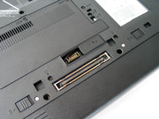 The docking port enables connecting all peripherals via docking port behind the notebook.