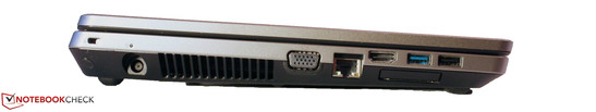 Izquierda: Kensington, alimentación, VGA, RJ-45, HDMI, USB 3.0, USB 2.0