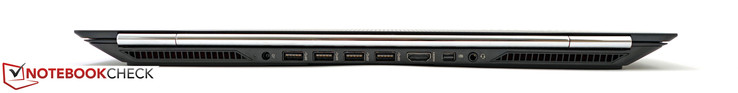 Rear: Power, 4 x USB 3.0, HDMI, Mini-DisplayPort, Audio