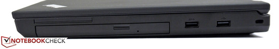 Derecha: Unidad óptica, USB 3.0, USB 2.0, Bloqueo Kensington