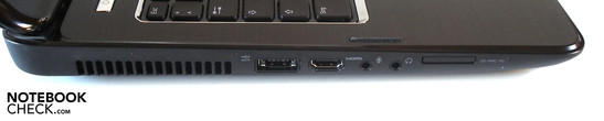 Lado Izquierdo: eSATA/USB 2.0, HDMI, 2 audios, lector de tarjetas 8en1