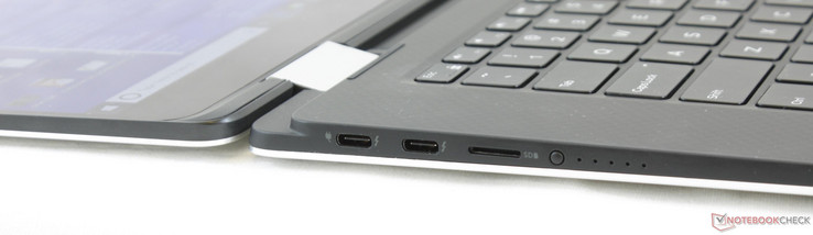Izquierda: 2x USB tipo C con Thunderbolt 3, lector MicroSD, comprobación de la batería