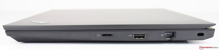 derecha: lector de tarjetas MicroSD, USB 2.0 tipo A, Ethernet, bloqueo Kensington