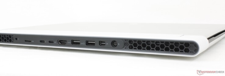 Parte trasera: auriculares de 3,5 mm, 1 USB-C con Thunderbolt 4 + USB4 + PD + DisplayPort 1.4, 1 USB-C 3.2 Gen. 2 con PD + DisplayPort 1.4, HDMI 2.1, 2 USB-A 3.2 Gen. 1, Mini DisplayPort 1.4, adaptador de CA