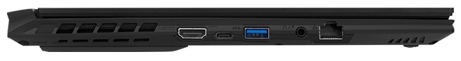 Lado izquierdo: HDMI 2.0, 1x USB 3.1 Type-C con DP 1.4, 1x USB 3.1 Gen1 Type-A, puerto de audio combinado, GigabitLAN