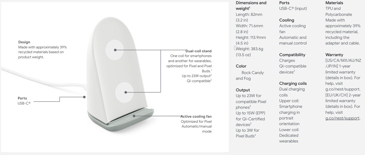 Se filtran las especificaciones y el precio del Google Pixel Stand de 2ª  generación con carga de hasta 23 W, ventilador de refrigeración activa y  elección de dos colores confirmados - Notebookcheck.org