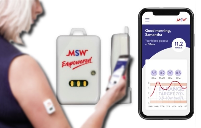 El monitor continuo de glucosa sin aguja MySugarWatch para la