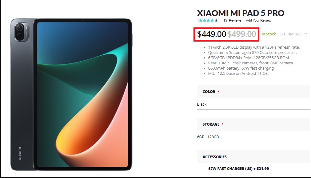 Xiaomi Mi Pad 5 Pro 8GB 256GB, Rom Global Snapdragon 870 pantalla de 11  pulgadas 2,5 K, carga de 67W, batería de 8600mAh