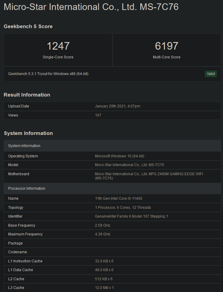 (Fuente de la imagen: Geekbench)