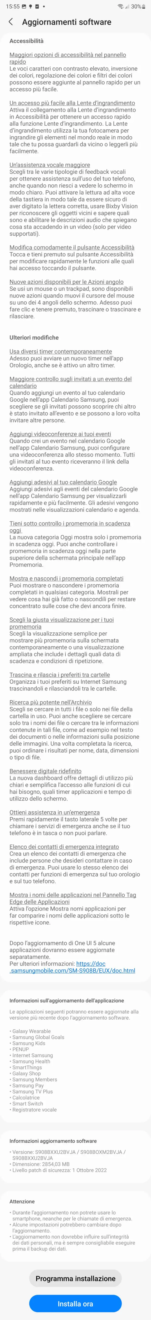 Lista de cambios de One UI 5.0 (imagen vía Tutto Android)