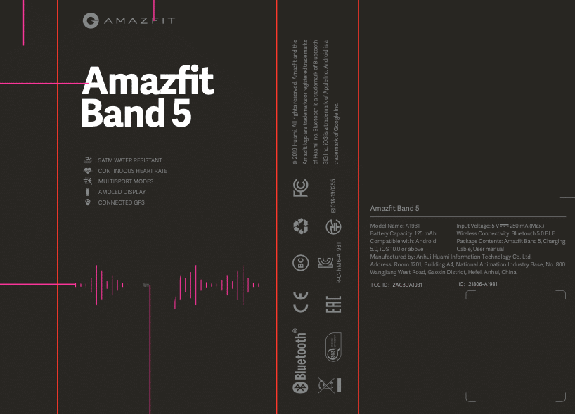 Banda 5 de Amazfit La FCC confirma la resistencia al agua de 5