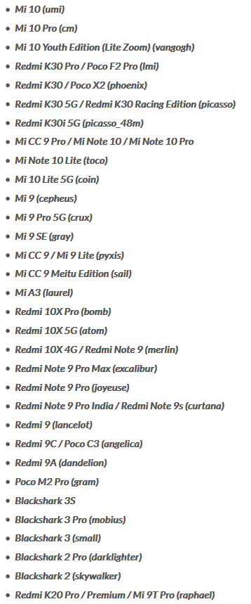 Estos dispositivos son elegibles para la actualización del MIUI 12 basado en Android 11 (imagen a través de Piunikaweb)