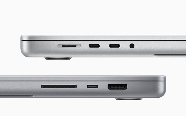 El MacBook Pro 14 tiene más puertos que el MacBook Pro 13. (Fuente de la imagen: Apple)