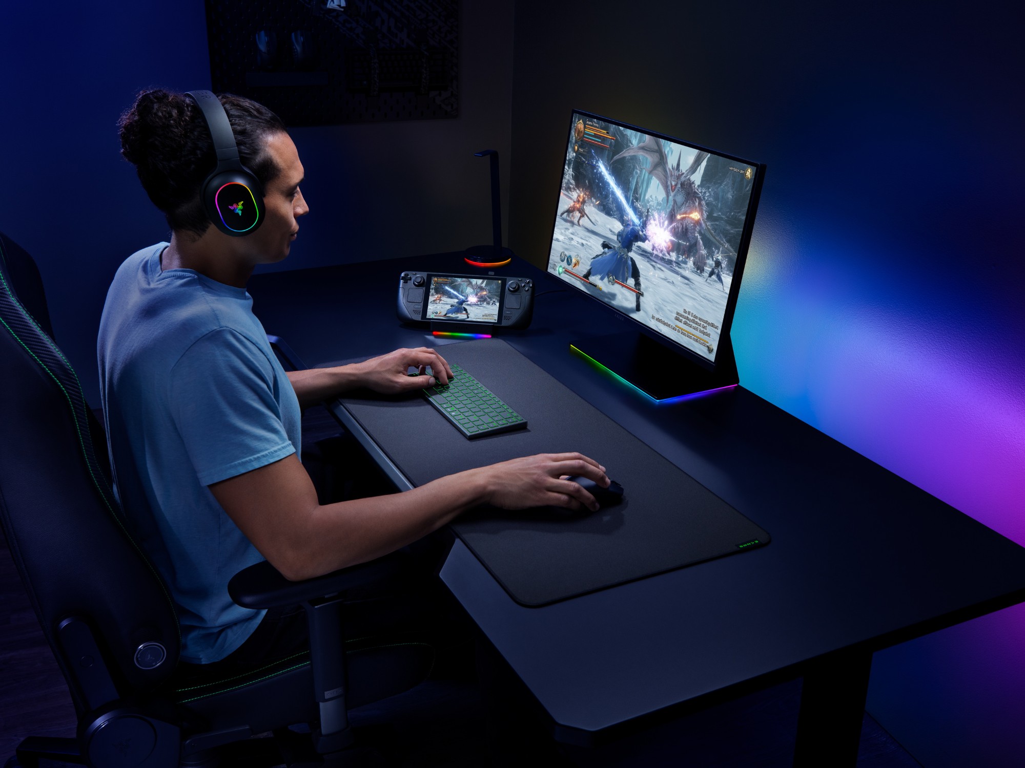 Teclado Razer Joro mostrado en una configuración de sobremesa (Fuente de la imagen: Razer)