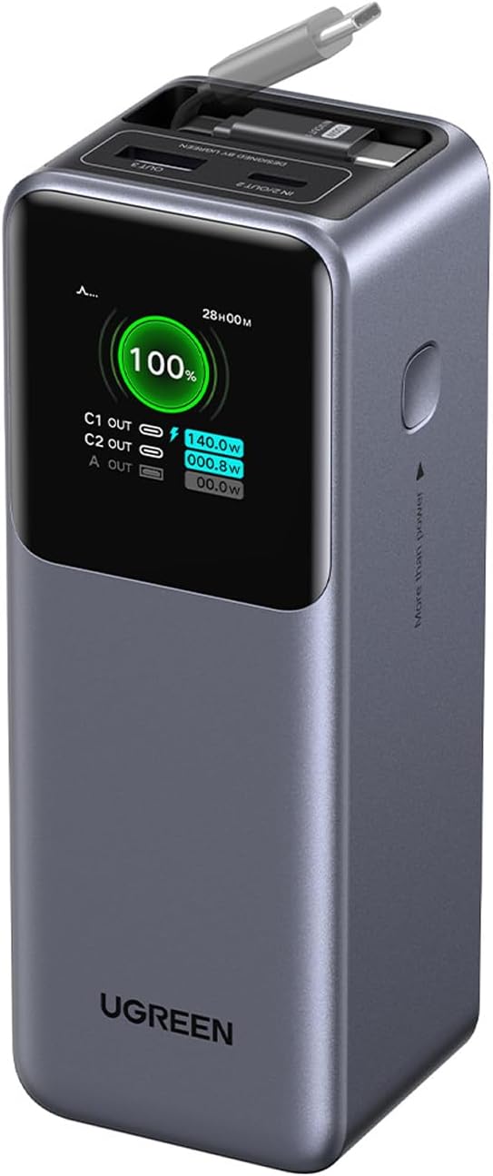 El banco de energía Nexode de Ugreen con cable retráctil. (Fuente de la imagen: Ugreen)