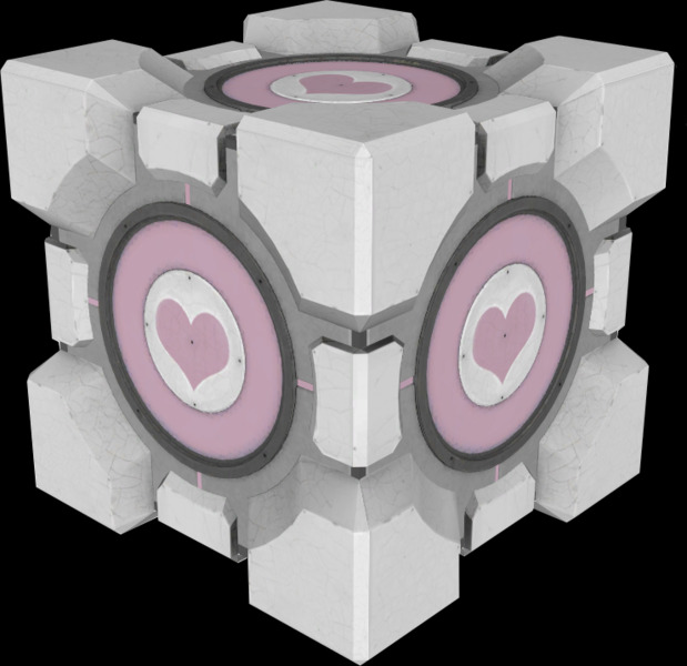 El cubo de compañía ponderado de la serie Portal. (Fuente de la imagen: The Portal Wiki)