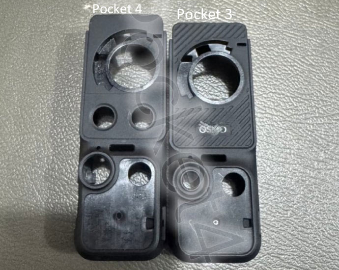 Los chasis del Osmo Pocket 4 y del Pocket 3, de izquierda a derecha. (Fuente de la imagen: vía The New Camera)