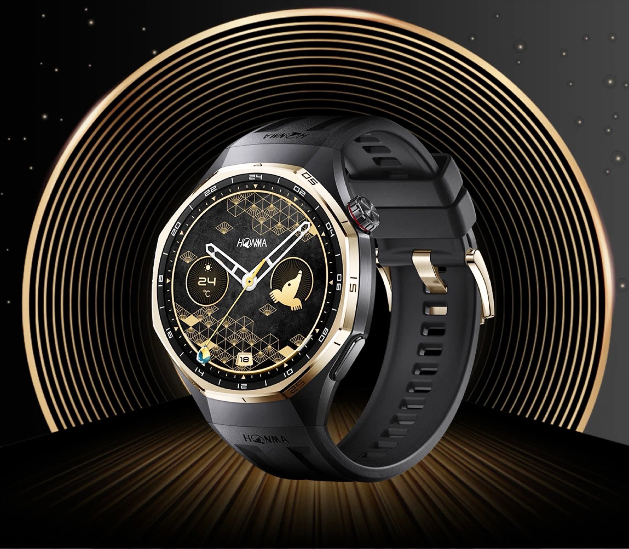 Honma x Huawei Watch GT 6 Pro se lanza con bisel de titanio dorado
