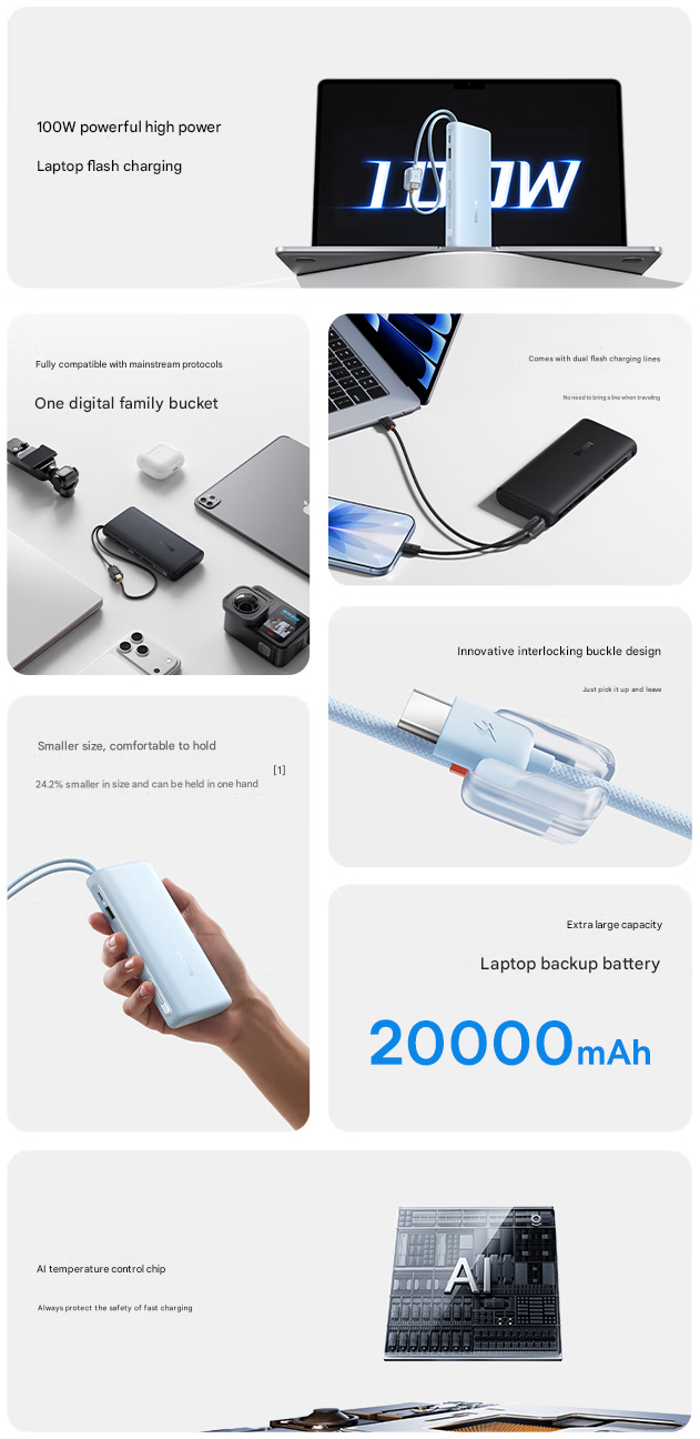 Principales características del banco de energía (Fuente de la imagen: Baseus - machine translated)