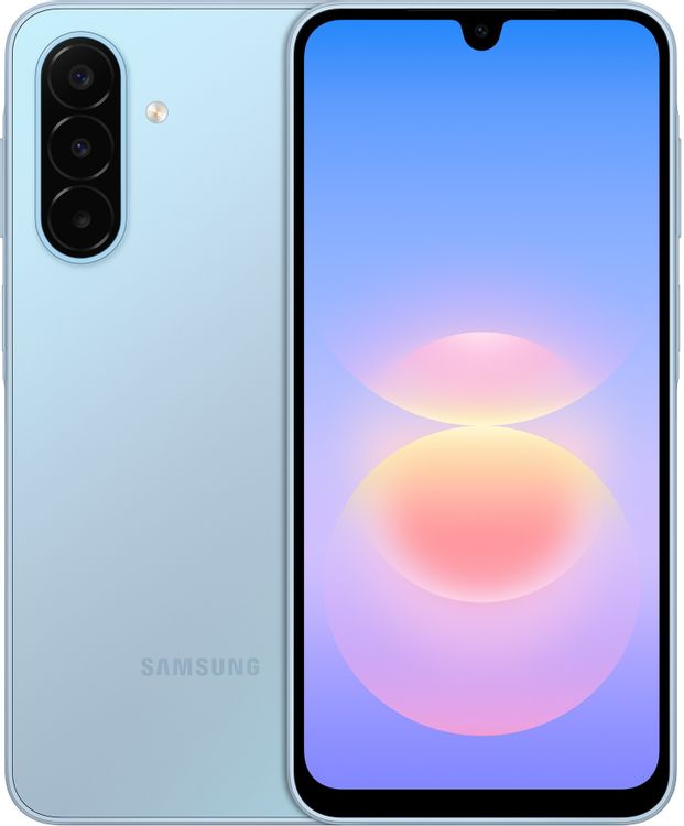 El Samsung Galaxy A18 en color azul