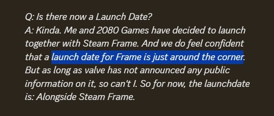 Actualización sobre el lanzamiento de Steam Frame.
