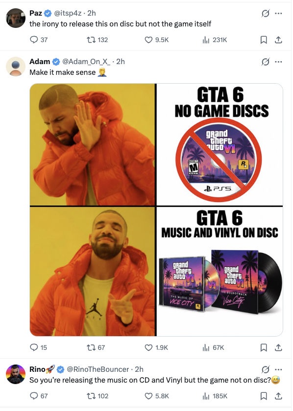 Comentarios en respuesta a la publicación de Rockstar Games.