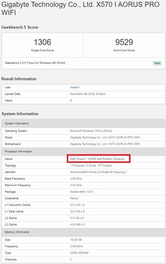 Ryzen 7 4700G. (Fuente de la imagen: Geekbench)