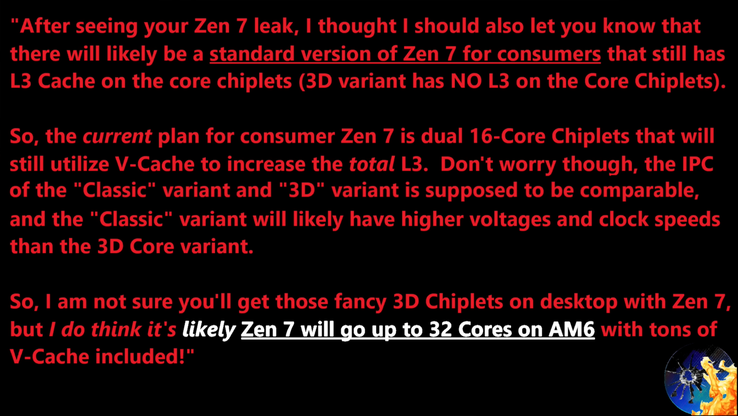 Filtración del recuento de núcleos de la CPU AMD Zen 7 AM6. (Fuente de la imagen: Moore's Law Is Dead en YouTube)