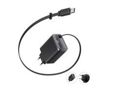 El cargador Anker Nano Charger (35W) tiene un cable USB-C retráctil pero echa en falta enchufes plegables. (Fuente de la imagen: Anker)